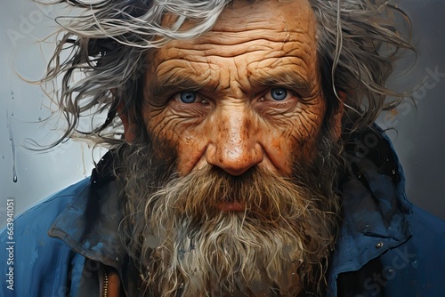 Old man portrait with blue eyes