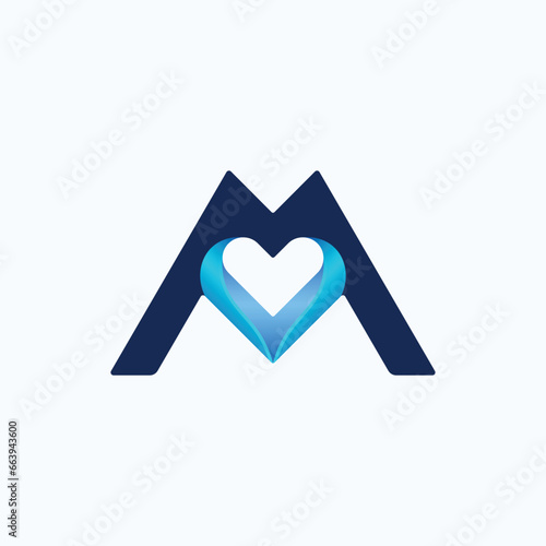 m logo with heart