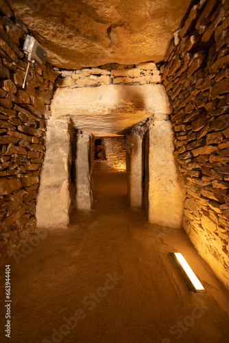 Interior of dolmen de El Romeral, UNESCO site, Antequera, Spain