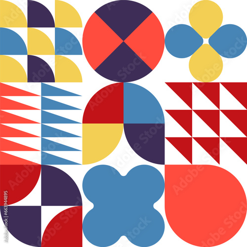 Fototapeta Naklejka Na Ścianę i Meble -  Modern geometric card. Memphis style design element. Minimalistic shape pattern.