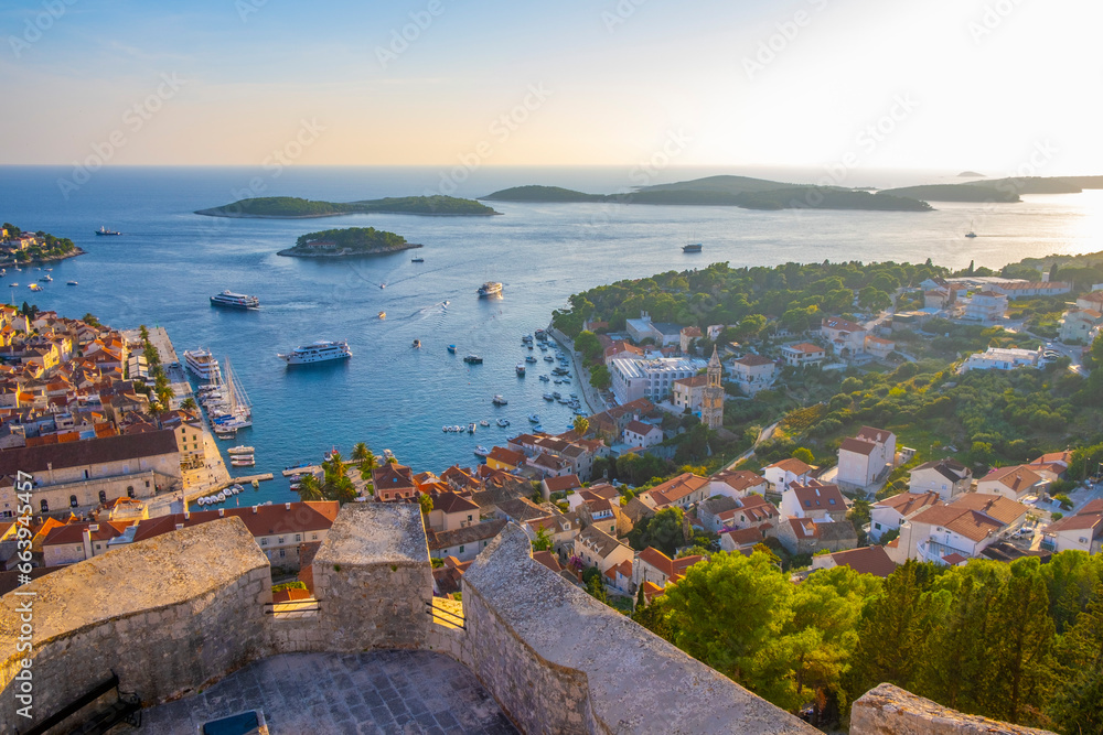 Beautiful view of harbor in Hvar town, Croatia