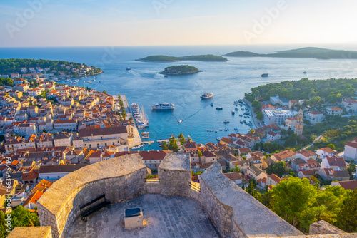 Beautiful view of harbor in Hvar town, Croatia © Mislav