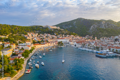 Beautiful view of harbor in Hvar town, Croatia