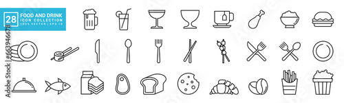 Food and drink icon collection, breakfast, delicious, nutritious, editable and resizable vector icons EPS 10.	