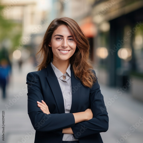 Smiling Young African American Woman at Modern Office, AI Art