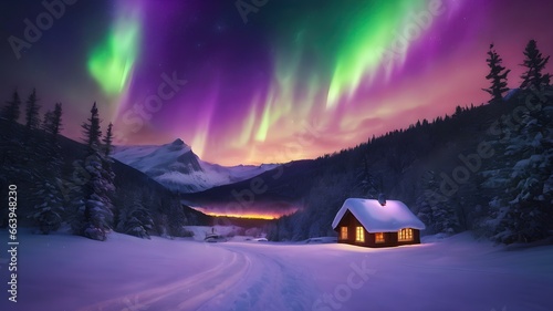 aurora borealis over the mountains © pla2u