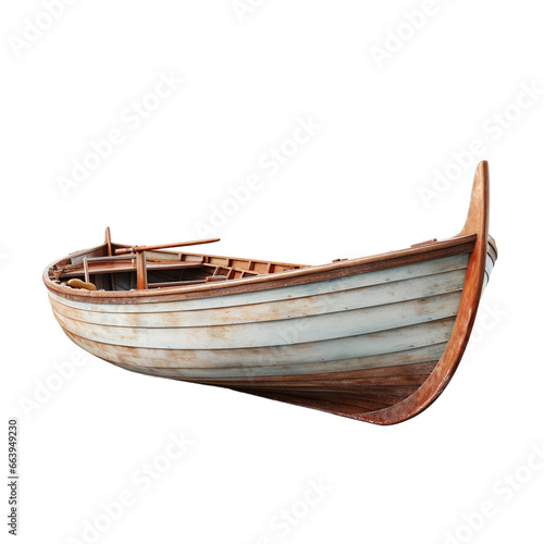 wooden boat isolated on white background, Ai generated