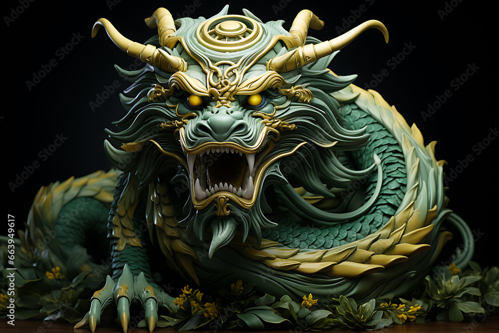Happy Chinese New Year 2024.Green wooden dragon Happy Chinese New Year 2024.Green wooden dragon