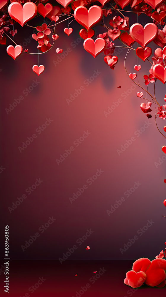 Valentine's day background with red hearts and place for text Valentine's day background with red hearts and place for text