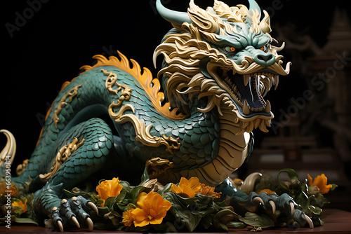 Happy Chinese New Year 2024.Green wooden dragon © Evhen Pylypchuk