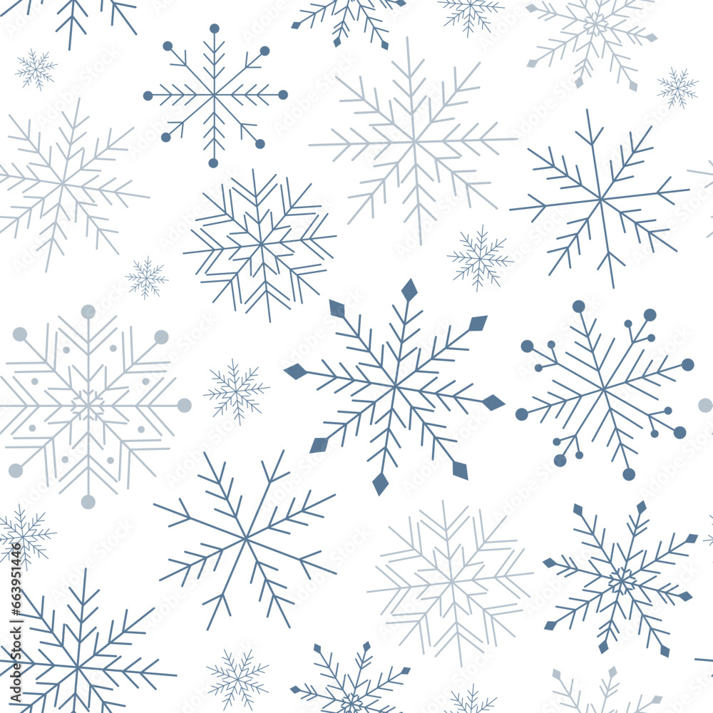 Fototapeta premium Snowflakes seamless pattern. Vector illustrations