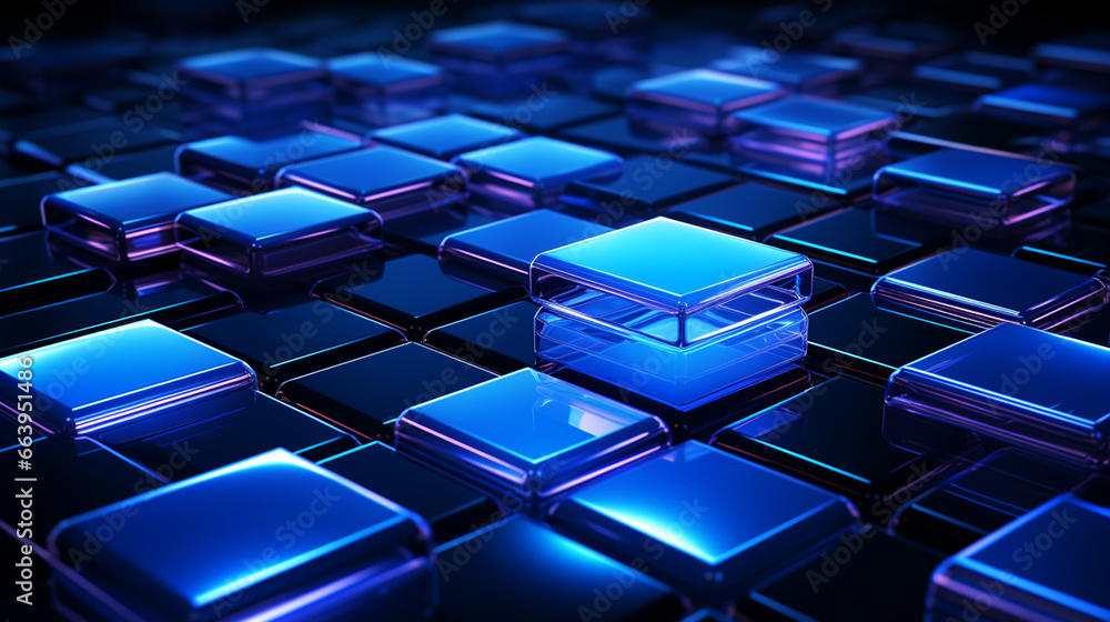 Fototapeta premium blue geometric shape abstract technology background