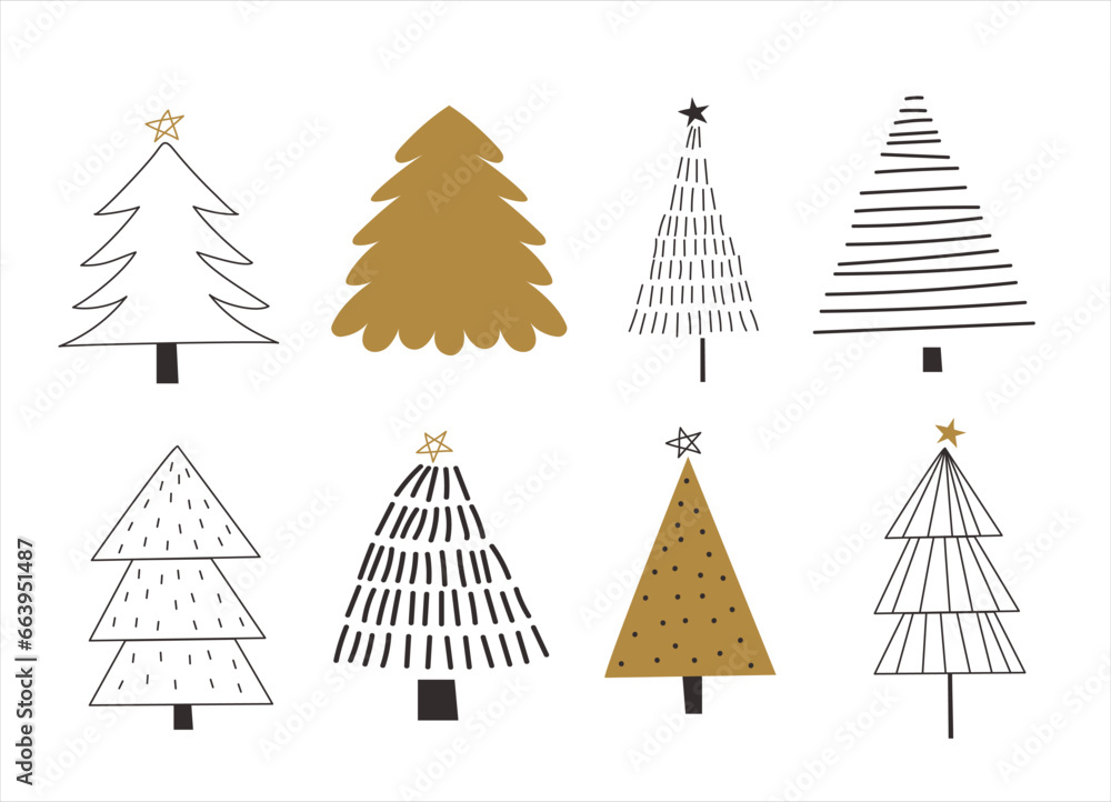 Christmas tree set. Vector illustration