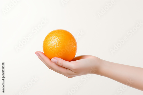 holding an orange in hand