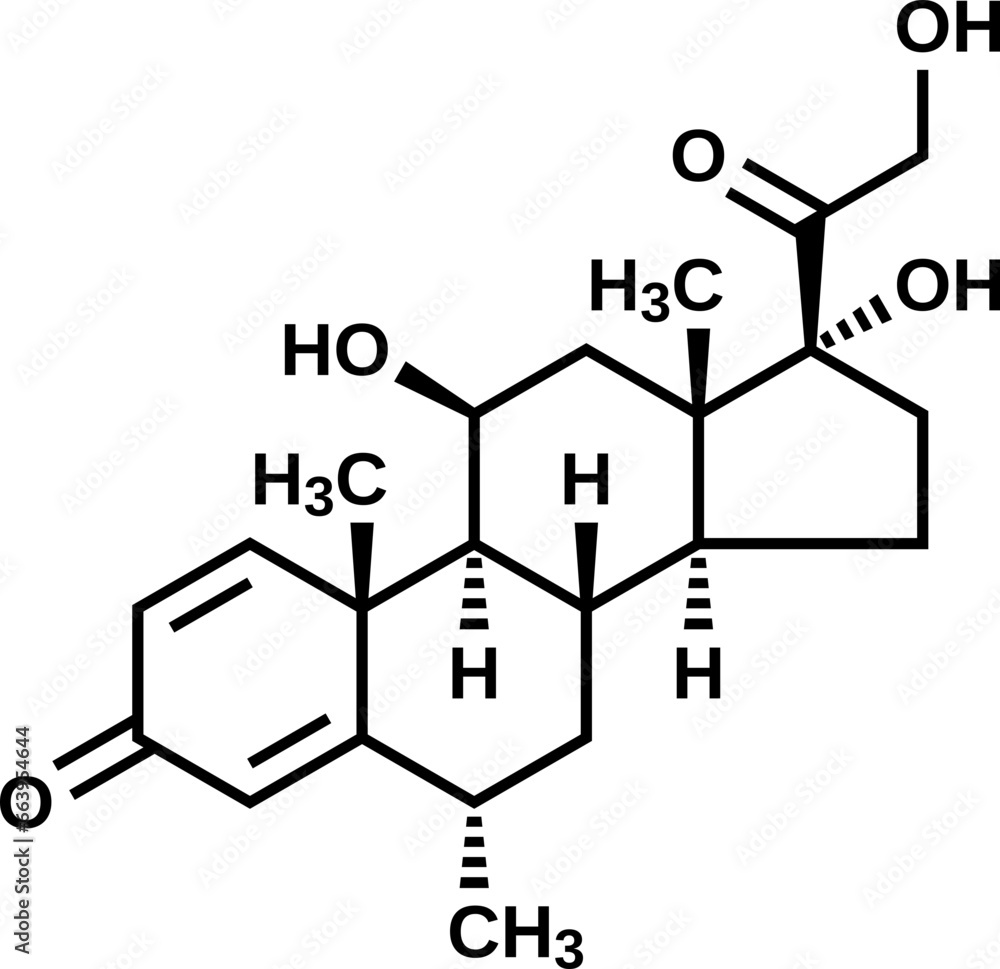 Methylprednisolone structural formula, vector illustration Methylprednisolone structural formula, vector illustration