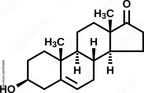 Dehydroepiandrosterone vector illustration, DHEA structural formula photo