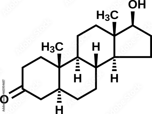 Dihydrotestosterone structural formula, vector illustration 