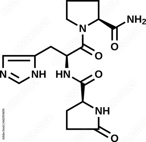 Thyrotropin-releasing hormonevector illustration, TRH structural formula 