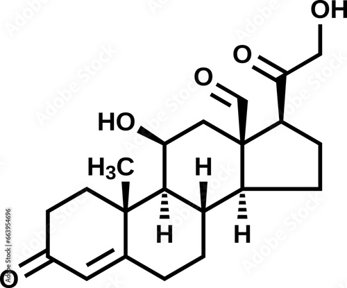 Aldosterone structural formula, adrenal gland hormone vector illustration 