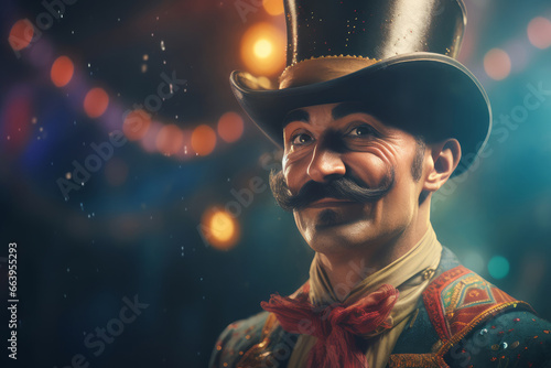 Wonderland circus ringmaster with moustache, AI generated photo