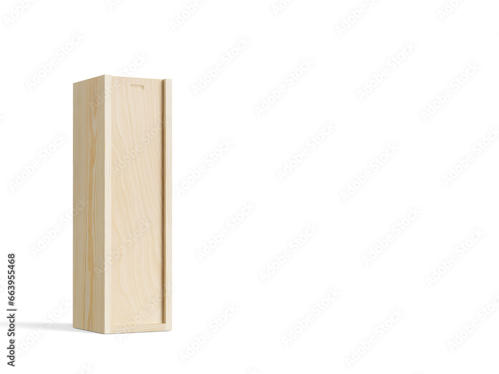 3D illustration. Wooden box mockup isolated on white background. 3D illustration. Wooden box mockup isolated on white background.