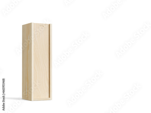3D illustration. Wooden box mockup isolated on white background.