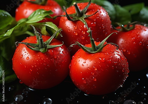 tomatoes deep droplets black surface fine details red specular bright vivid color hues dewy skin slimy hot full