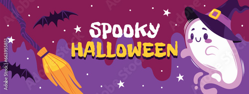 flat social media cover template halloween season design vector illustration