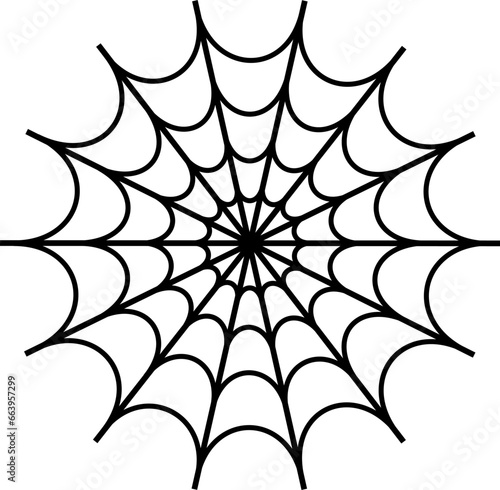 Transparent PNG of a Black and white vector graphic of a circular spiders web