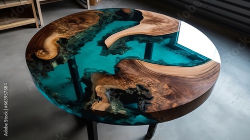 the world's coolest dining table, beautiful modern epoxy resin table photo