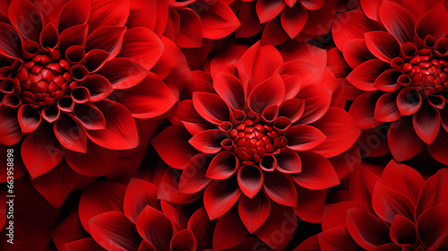 Red Flower Pattern Background. Generative AI