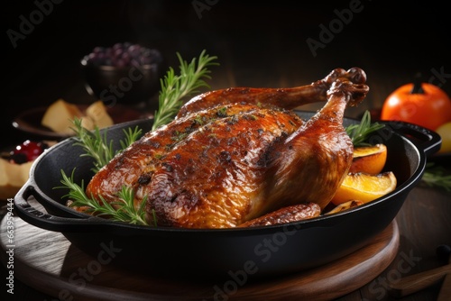 Festive Christmas Recipe Roast Goose Stuffed with Baked