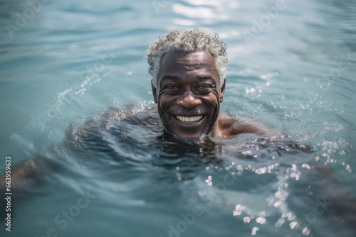 Relaxing in the water. A black man enjoys a bath © familymedia