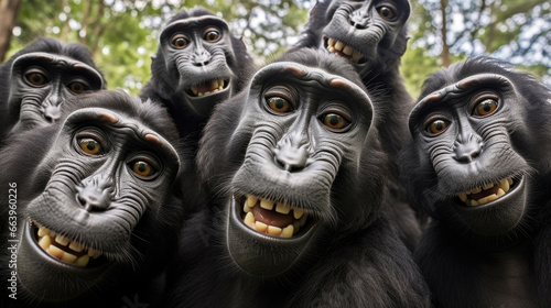 Group of Celebes crested macaques close-up © Veniamin Kraskov