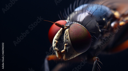 Ultra Macro and sharp image of fly. Generative AI © s1llu
