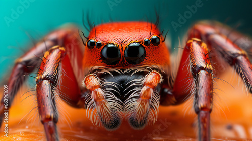Ultra Macro and sharp image of spider. Generative AI
