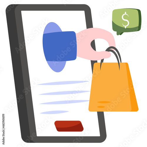Modern design icon of mobile shopping