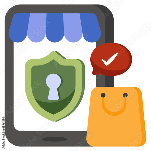Modern design icon of secure mobile shopping