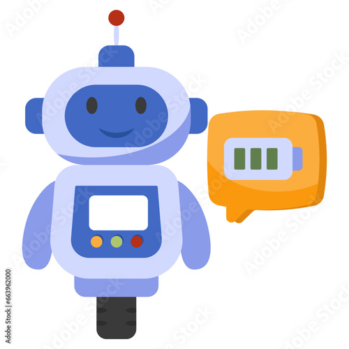 A colored design icon of robot charging 
