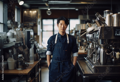 Portrait of a young man working in a bar