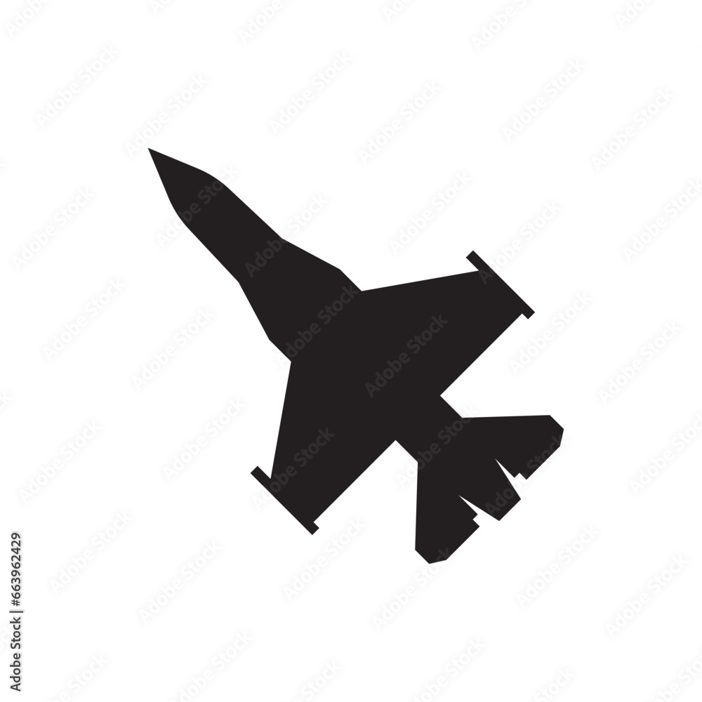 Military jet icon. Fighter aircraft flat sign design. Air force symbol ...