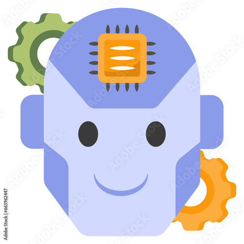 A colored design icon of robot setting 