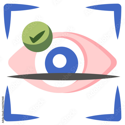 A colored design icon of iris recognition