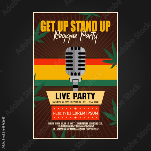 Reggae music festival poster flyer template