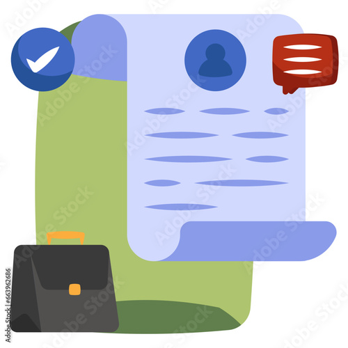 A flat design icon of curriculum vitae