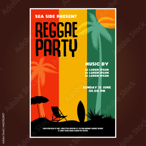 Reggae music festival poster flyer template