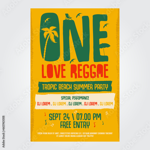 Reggae music festival poster flyer template