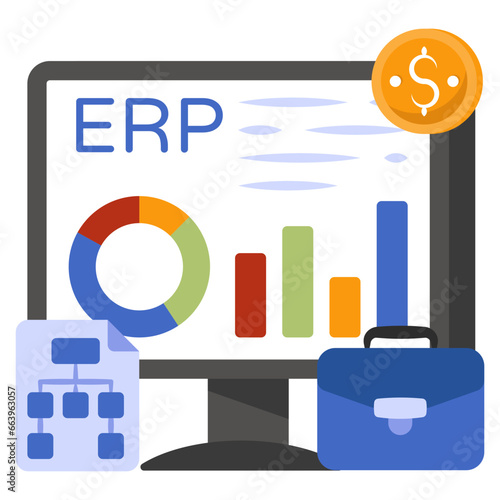 Conceptual flat design icon of erp