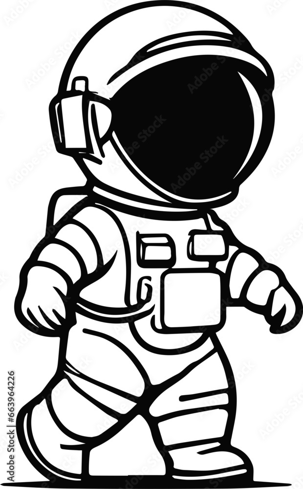 Baby astronaut walking drawing cartoon