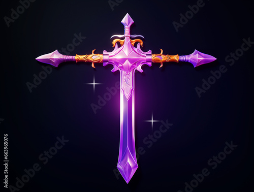 cute treasure fantasy sword icon 3d